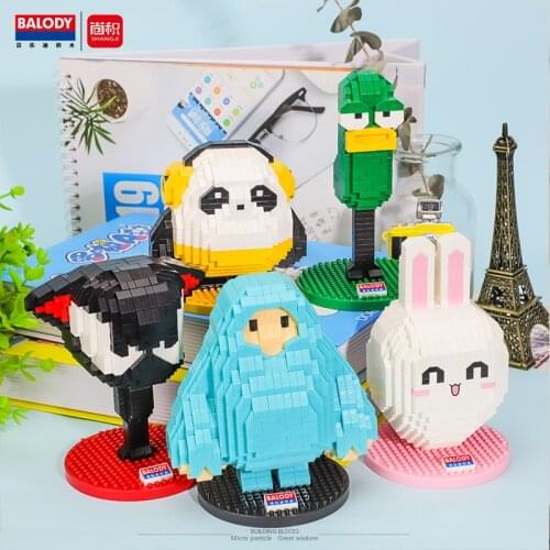 Rabbit Mini Bricks Micro ABS Cartoon Animal Particle Building Blocks Orangutans Cute Panda Model Toys For Children Friend Gift
