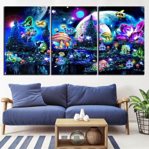 Sala Modular 5D DIY Embroidery Diamond Picture Home Decor Painting Full Round Drill Cross Stitch Wall Art Butterfly Castle Gift