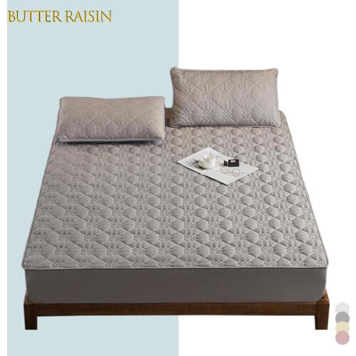 Soft Fiber Quilted Mattress Cover 100% Cotton Mattress Topper Pad Solid Color Twin Queen King Bed Bugs Protector Anti Dust Mite