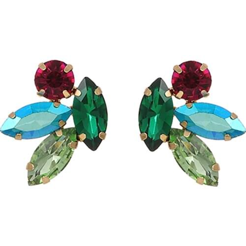 ZHINI New Simple Personality Earrings for Women Elegance Colorful Rhinestone Stud Earring Statement Jewelry Wedding Gift