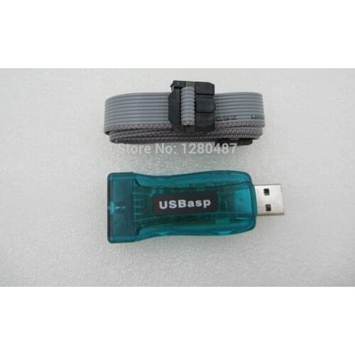 1Lot=2PCS=1PCS USBasp USB ISP 5V AVR Programmer USB ATMEGA8 ATMEGA128 with shell +1PCS 10PIN Wire Support Win7 64Bit