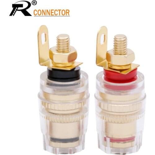 1pair/2pcs Banana Connector 4mm Thread Medium Amplifier Speaker Spade Terminal Binding Post Banana Plug Socket Connector 33MM