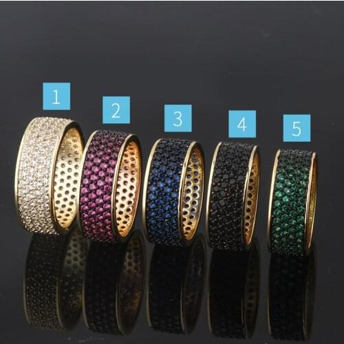 Blue Black Green White Red CZ Stone Copper Ring Delicate Cute Girl Women Female Beautiful Zirconia Brass Stock Rings Size6,7,8,9