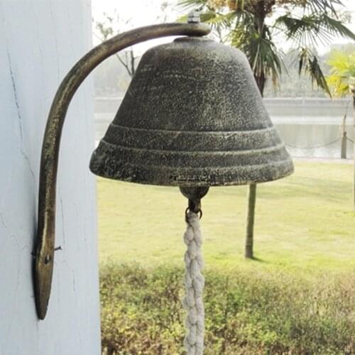 12cm Vintage Cast Iron Doorbell Bell French Wrought Iron Wall Decoration Pendant Bracket Garden Porch Hanging Decor Door Bell