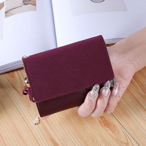 Women Tassels Hasp Triple Fold Wallet Coin Card Cash Invoice Small Purse Short Clutch Wallets XIN-Shipping