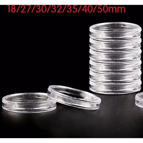 10Pcs/Lot 18/27/30/32/35/40/50mm Boxed Coin Capsules Coin Case Transparent Coin Storage Box