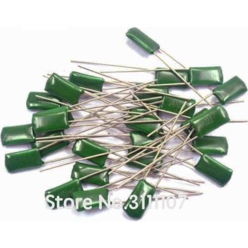 100PCS/LOT Polyester Film Capacitor Capacitance 2A102J 2A102 100V 0.001UF 1nF