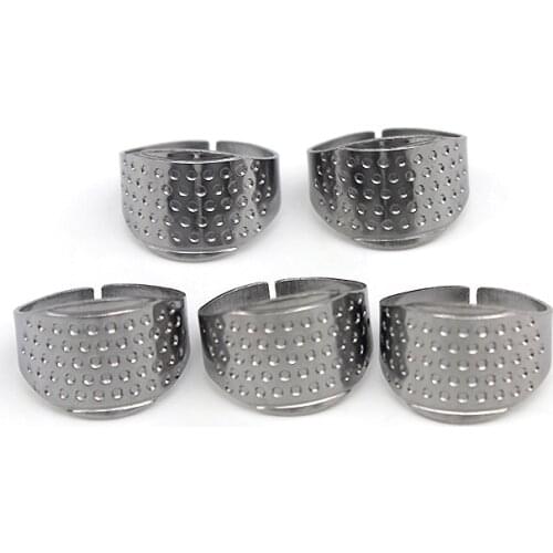 2Pcs Household Sewing DIY Tools Safety Silver Ring Thimble Finger Protector Household Quilting Craft Accessories