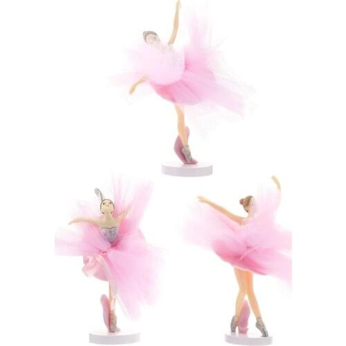 3 Sets Ballerina Cupcake Toppers Birthday Cake Decor Tulle Girl Cake Topper