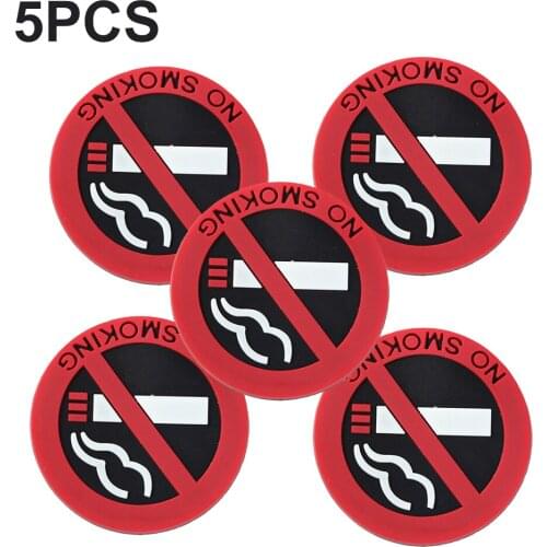 5 Pcs Car Styling No Smoking Warning Logo Rubber Stickers Car Stickers Car Automotive Interior Accessories Dropshipping
