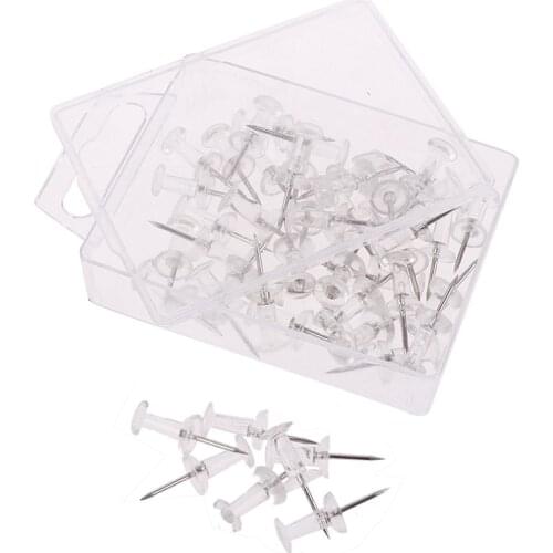 50pcs/set Plastic Transparent Rose Gold Push Pins Thumb Thumbtack Board Pins Drawing Photo Wall Studs Office School Supplies