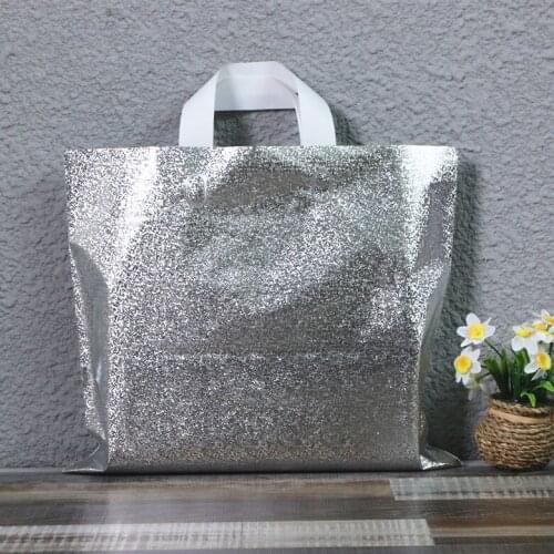 50pcs/lot 35x30cm 5 sizes silver colors Gift tote packaging bag with hand loop, handbag, packing for gift garment,shopping bag