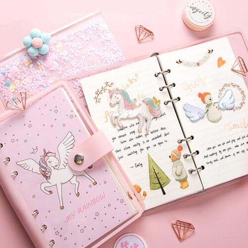 A6 Travel Journal Binder Notebook Transparent Notepad Unicorn Spiral Diary PVC Handbook Line Agenda Planner Organizer Note Book