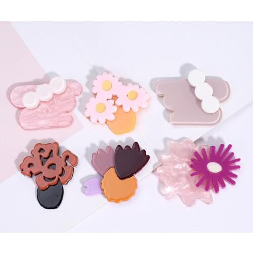 Newest 30pcs/lot color print stitching creative flowers shape acrylic flatback beads without holes diy jewelry accessory