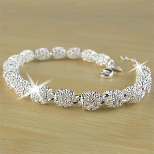 2021 Silver Plated Hollow Lucky Bead Bracelet Christmas Gift