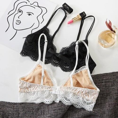 Wriufred Ultra-thin lace underwear female triangle cup beauty back bra thin shoulder strap small chest comfortable lingerie