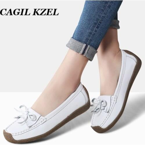 CAGILKZEL 2019 Spring women flats leather slip on loafers shoes ladies ballet flats shoes female boat oxford shoes (1)