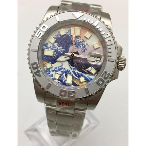 40MM Japanese Movement NH35 Watch Kanagawa Strong Luminous Dial Sapphire Glass Automatic Mens Watch