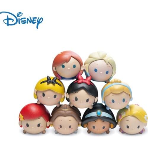 Disney Genuine Q Version Princess Action Figure Alloy Dolls Ornaments Frozen Cute Anime Figures Collection Model Toys Kids Gifts