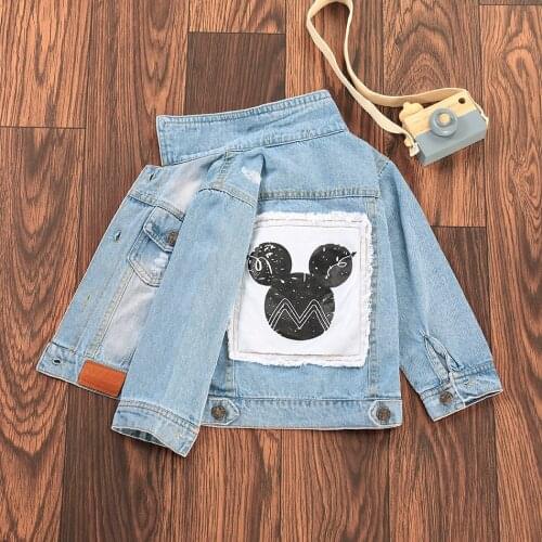 Baby Boy Denim Jacket New Spring Children Fashion Clothes Baby Boys Girls Mickey Cartoon Appliques Autumn Kids Costume