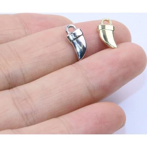 Eruifa 20pcs 12*5mm Popular Mini Cute Polished Teeth Zinc alloy Jewelry DIY Charms Pendant Necklace, Earring Bracelet 2 Colors