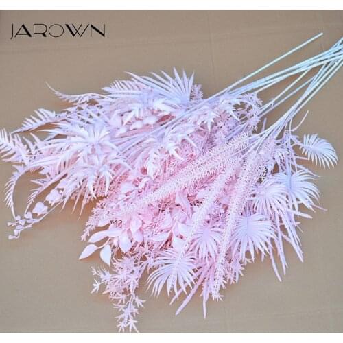 JAROWN Pink Series Artificial Plants Eucalyptus Banana Leaf Palm Leaf Home Decor Wedding DIY Flower Row Accessories Grass Flores