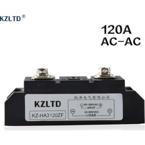 KZLTD SSR-120A AC-AC Solid State Relay 120A Input 80-280V AC to Output 24-680V AC Relay Solid State Industrial SSR 120A Relais