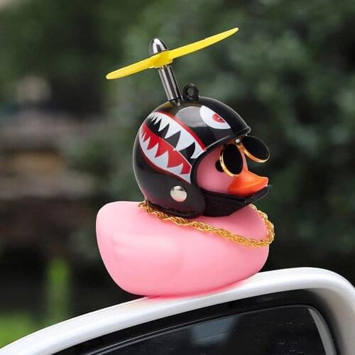 Car Cute Little Pink Duck With Helmet Propeller Wind-breaking Wave-breaking Duck Auto Internal Decoration Ornament Without Light