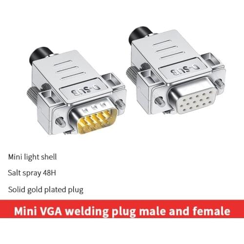 Mini VGA Welding Plug Male Head 3 Row 15-pin Connector HDB15 Computer Projector Connector DB15