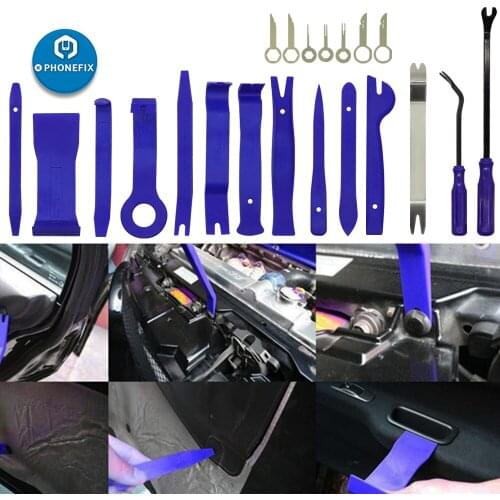 21Pcs Auto Trim Removal Tool Set Upholstery Fastener Remover Nylon Dash Door Panel Stereo Tool Kits with Storage Bag