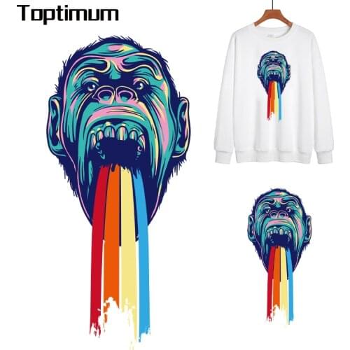 Patches For Clothes Thermal Sticker On Clothing Gorilla Iron On Patches Print-on T-shirt Fashion Girl Clothes Heat Transfer