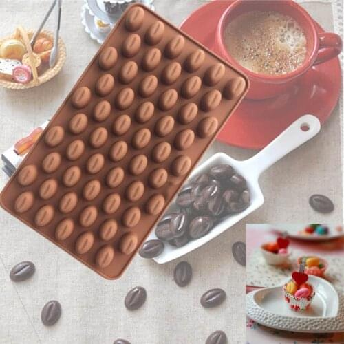 New 55-Cavity Mini Coffee Bean Silicone Mould Chocolate Cookie Cake Decorating Mold