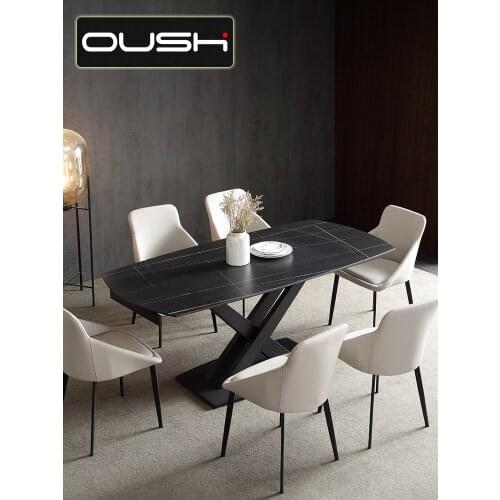 Italian rock plate dining table, retractable Nordic Light luxury small family, rotary folding function dining table chair