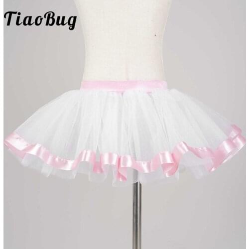 6-12 Years Kids Tutu Skirts Girls Mesh Satin Hem Clothes Children Ruffles Tutu Lace Skirt Girl Dance Princess Party Costumes