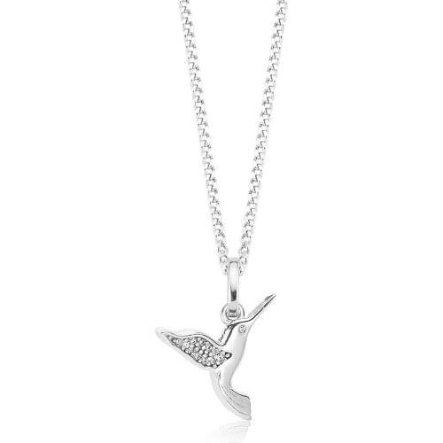 Valori Jewels Sweet Bird, Zirconia White Gemstone, Rhodium Plated, Sterling Silver Charm Necklace
