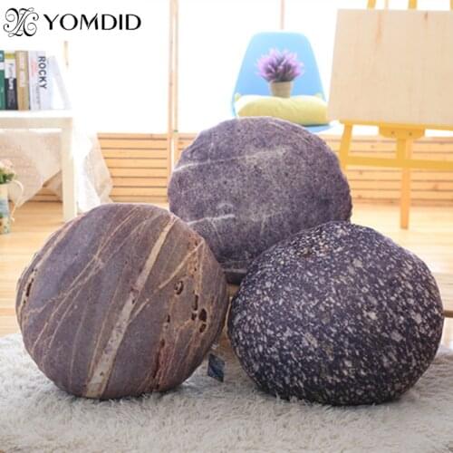 Simulational Stone Shape Pillow Creative Plush Pillow Marble Pattern Living Room Short Plush Cushion Birthday Gift for Children