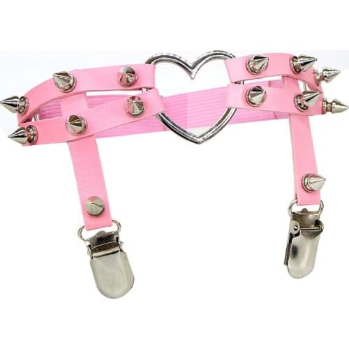 2020 Women Sexy Elasticity Heart Faux Leather Harness Tight Suspender Punk Strap Leg Ring Garter Belts Bondage Gothic Female