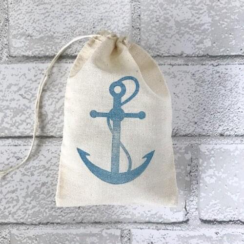 Custom Birthday Muslin Anchor Bag adult party survival kit Bachelorette Party packing Baby shower guest Gift Bags Candy Goodie