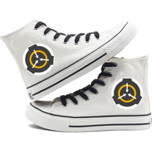 Unisex Anime SCP Foundation White Casual Canvas Shoes plimsolls SCP Flats duck shoes Sneakers