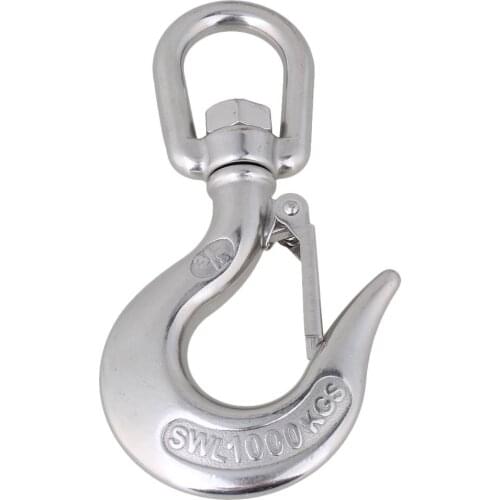 Silver 304 Stainless Steel American Type Trigger Round Swivel-Eye Lifting Snap Tone Hook with 1000KG Working Load Limit