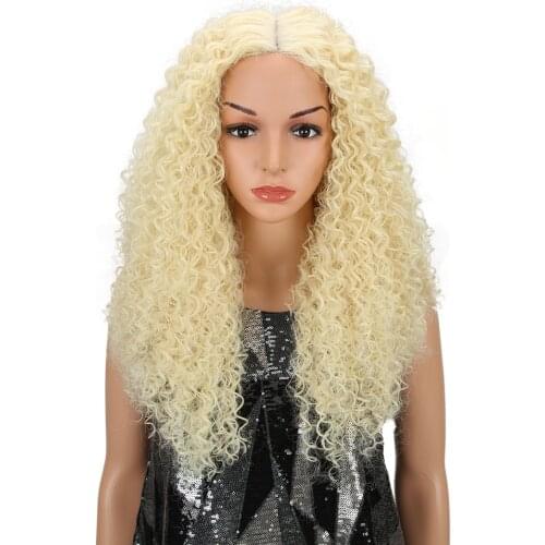 Synthetic Wig Afro Kinky Curly Hair Wigs For Black Women 26 Inch Ombre Blonde Natural Hair Kinky Curly Wigs Cosplay Classic Plus