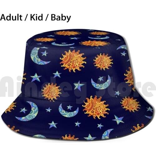 Zentangle Celestial Star And Moon Pattern Sun Hat 1597 Bucket Hat Celestial Sun Moon Stars Sun And Moon