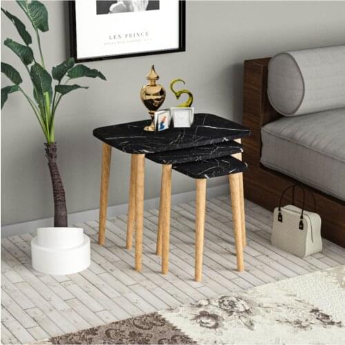 Modern 3'lü Zigon coffee table Wood Legs Marble Pattern coffee tables table basse furniture living room table