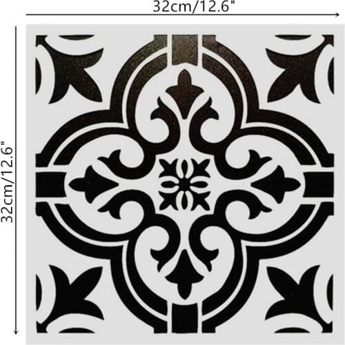 DIY Painting 32*32cm Vintage Flower Pattern Stencils Template For Tile Wall Floor Furniture Painting Decorative