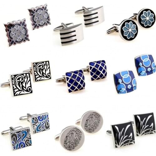 Trendy Black Blue Enamel Cufflink Cuff Link 1 Pair Free Shipping Big Promotion
