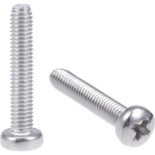M2x8mm Machine Screws Pan Cross Head Screw 304 Stainless M3x16mm 100Pcs