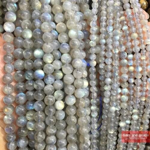 Top Grade A Natural Blue Labradorite Stone Beads 4 6 8 10mm Pick Size For DIY Bracelet Necklace TGBL01