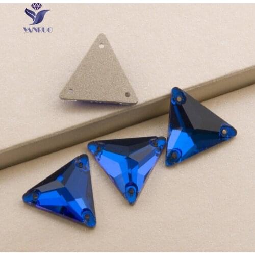YANRUO 3270 Triangle Capri Blue Sew On Rhinestones Glass Crystals Flat Back Loose Strass Sewing Clothes