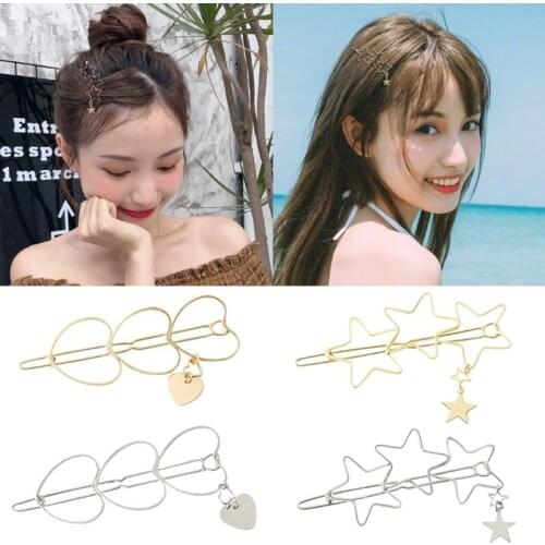 Ins Fashion Simple Women Hairpins Hair Accessories Hollowed Out Star Heart Hair Clips 7.5cm Metal Geometric Barrettes Headdress