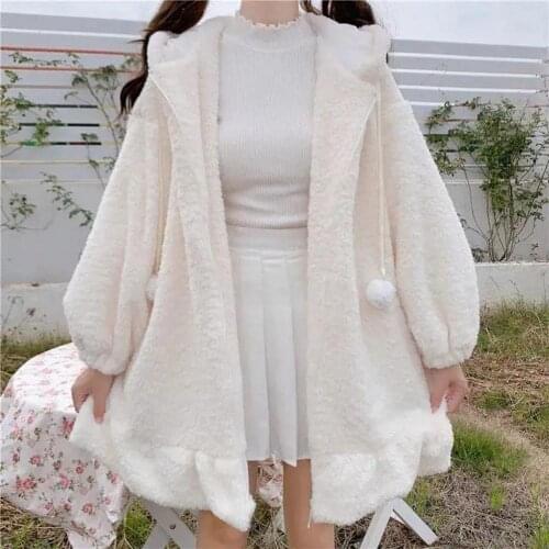 Bunny Hoodie Cute design Fine Texture Cotton Girl Oversized Bunny Ear Hoodie Coat for Casual Daily Wear